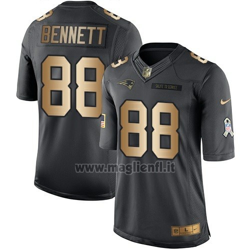 Maglia NFL Gold Anthracite New England Patriots Bennett Salute To Service 2016 Nero